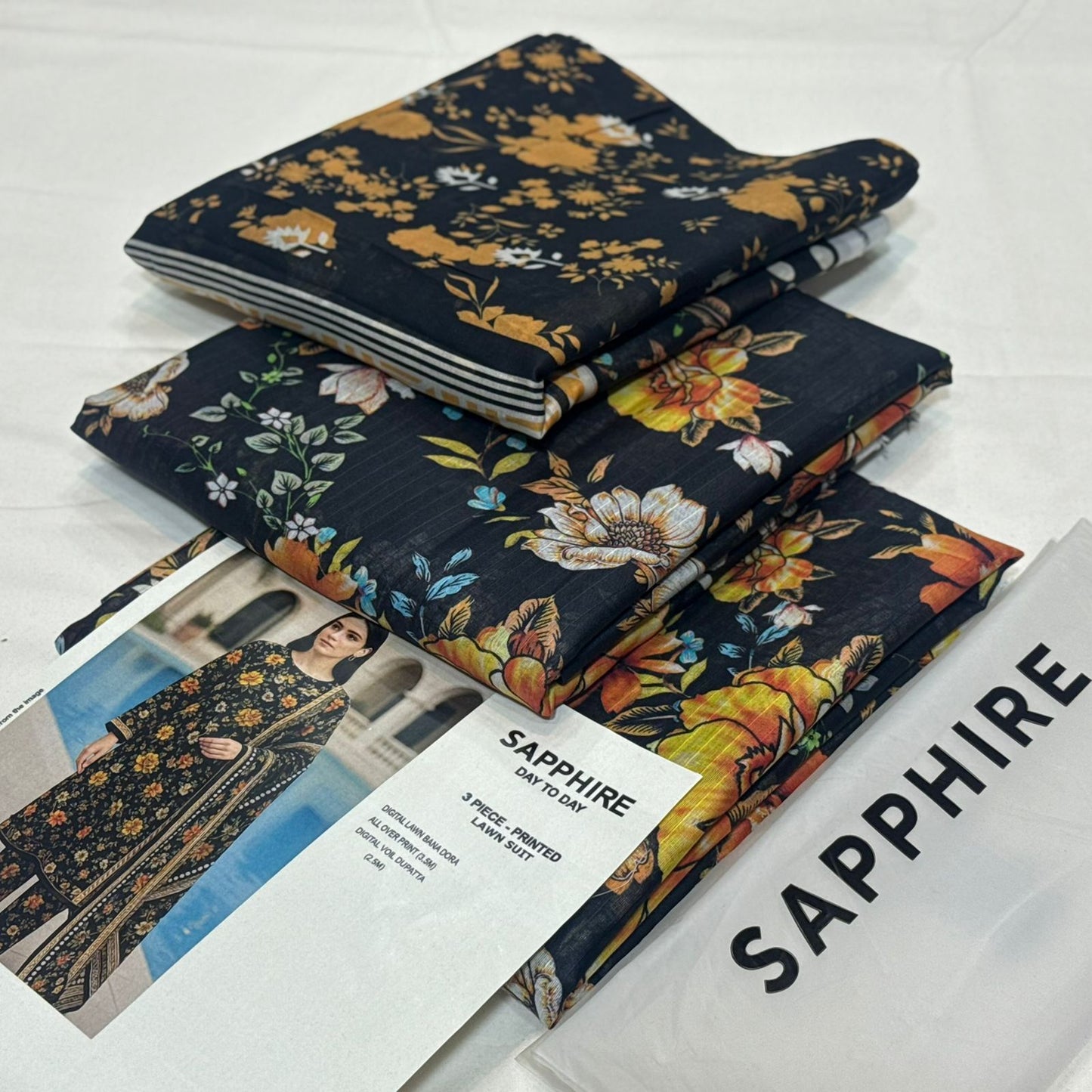 Sapphire Printed Lawn 3Piece D-013