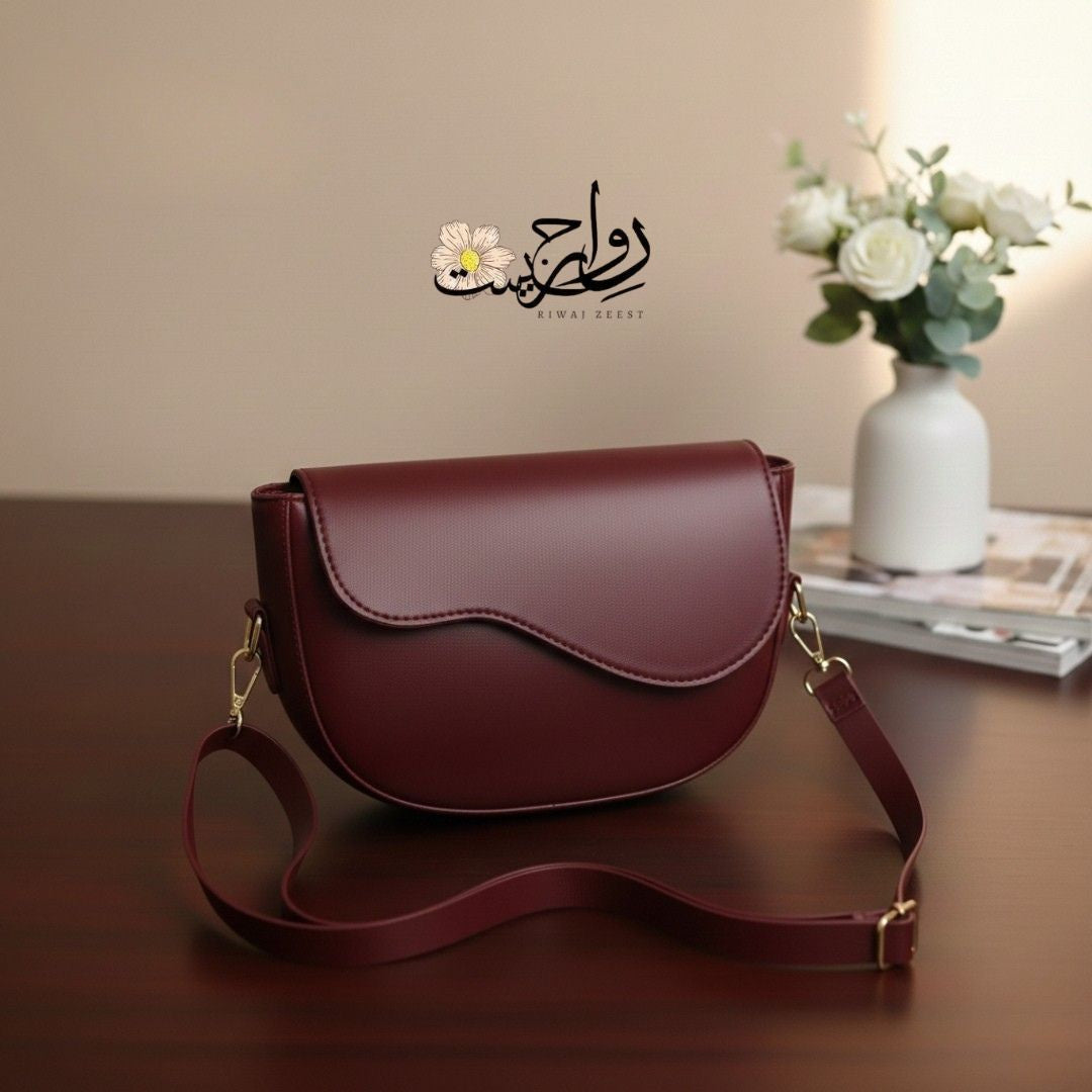 Maroon Wavy Shoulder Bag