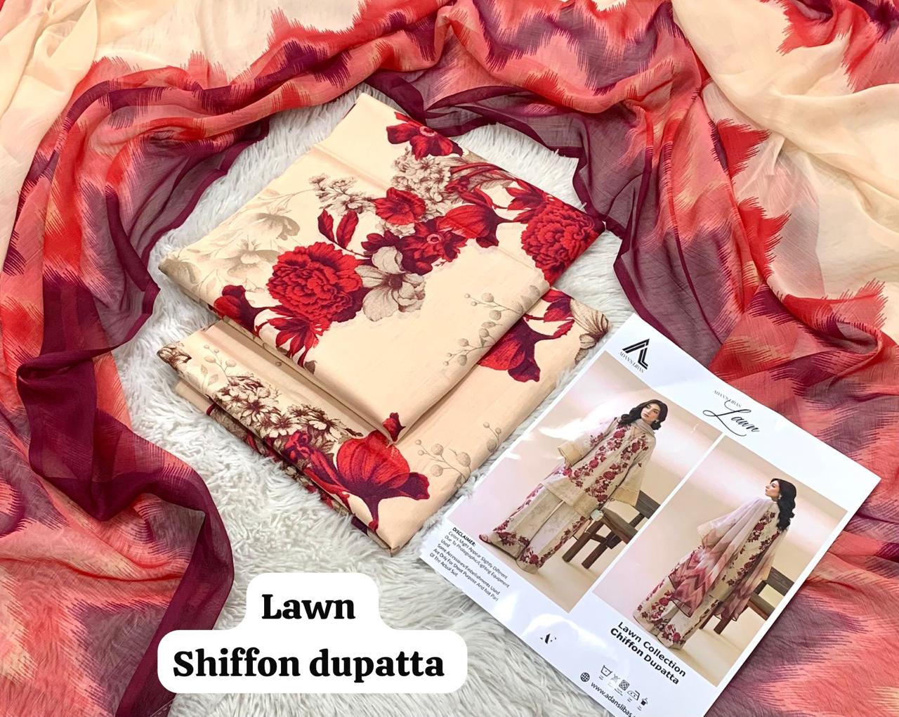 Maria B Lawn with Chiffon Dupatta D004