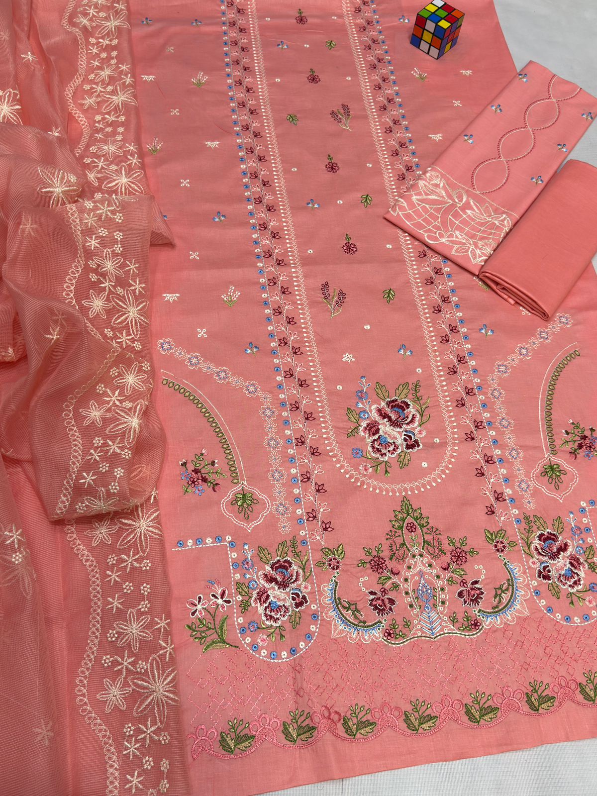 Qalamkar Embroidered 3piece