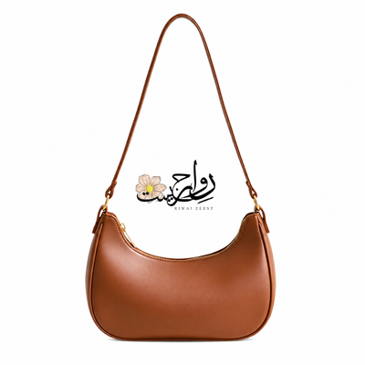 Brown Moon Bag – Trendy PU Leather Shoulder Handbag | Everyday Stylish Bag