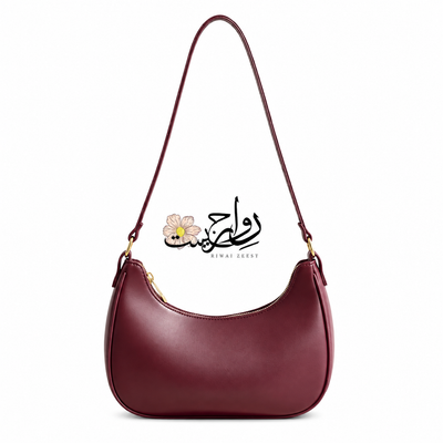 Maroon Moon Bag – Trendy PU Leather Shoulder Handbag | Everyday Stylish Bag