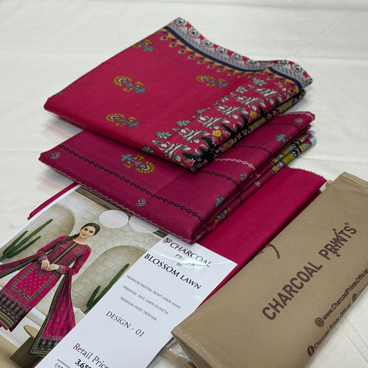 Diners By Charcoal Printed Lawn D-002