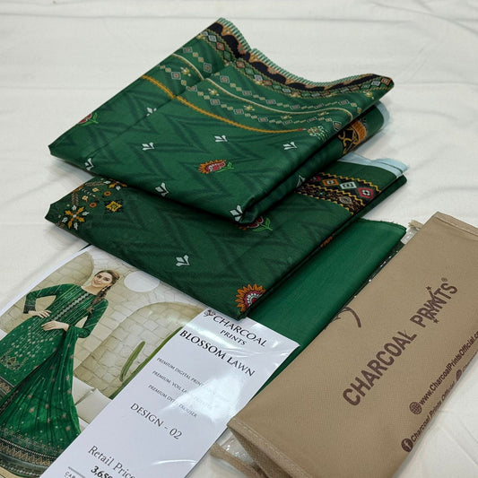 Diners By Charcoal Printed Lawn D-006