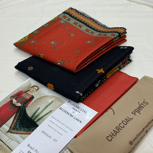 Diners By Charcoal Printed Lawn D-005