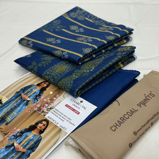 Diners By Charcoal Printed Lawn D-007