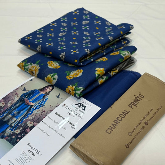 Diners By Charcoal Printed Lawn D-016