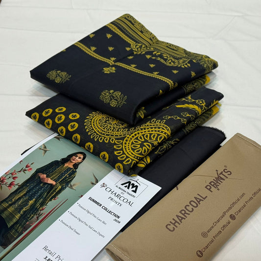 Diners By Charcoal Printed Lawn D-015