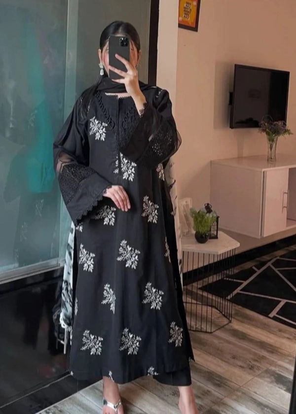 Hussain Rehar Lawn Embroidered 3Piece D-001