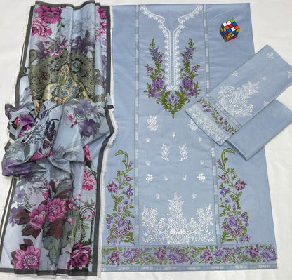 Jade Lawn Embroidered 3Piece D-001