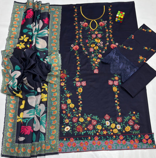 Aneela's Lawn Embroidered 3Piece D-001