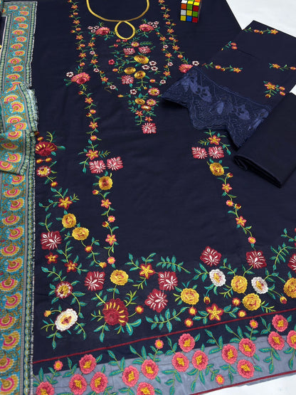 Aneela's Lawn Embroidered 3Piece D-001
