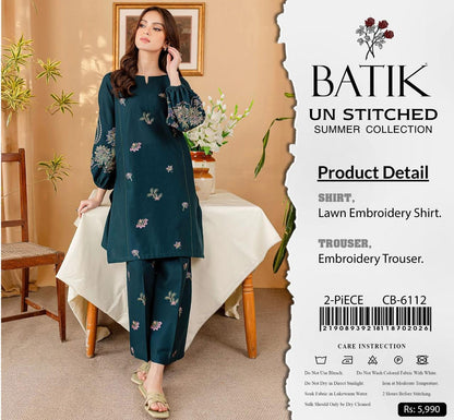 Batik Lawn Embroidered 2Piece D-6112