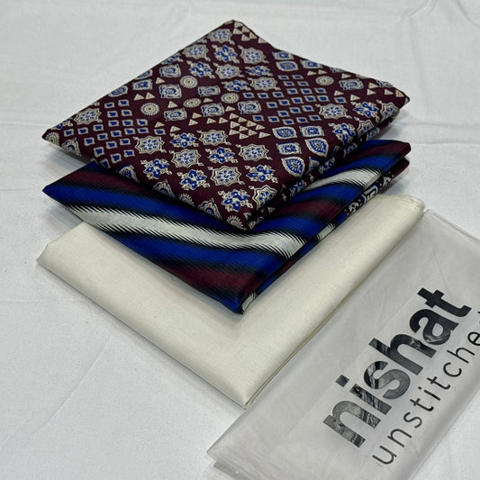 Nishat Printed Unstitched Lawn 3Piece D-017