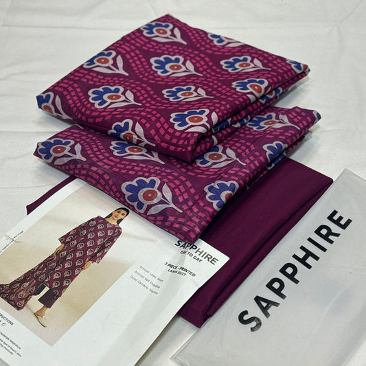 Sapphire Printed Lawn 3Piece D-005