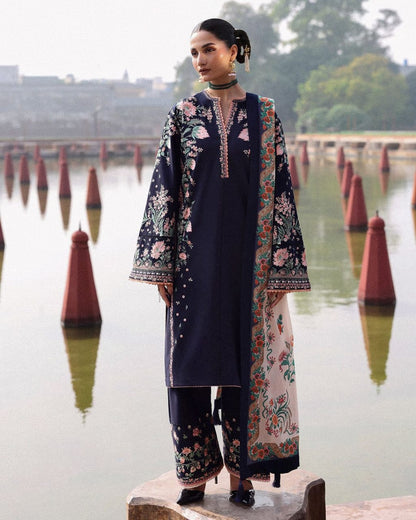 Qalamkar Embroidered lawn 3piece
