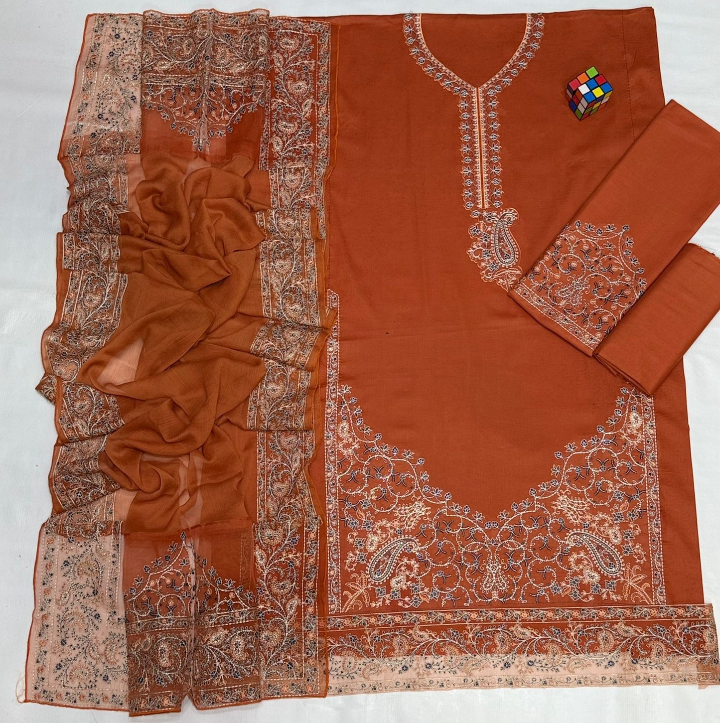 batik embroidered 3pc