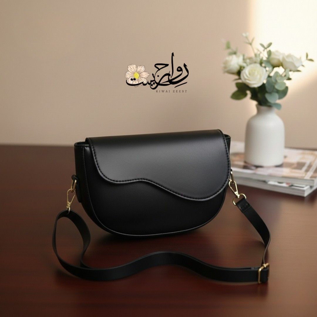 Black Wavy Shoulder Bag