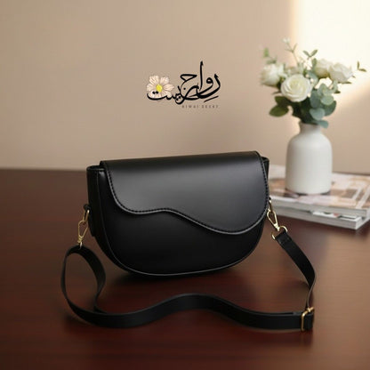 Black Wavy Shoulder Bag