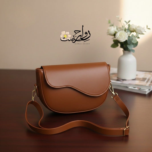 Brown Wavy Shoulder Bag