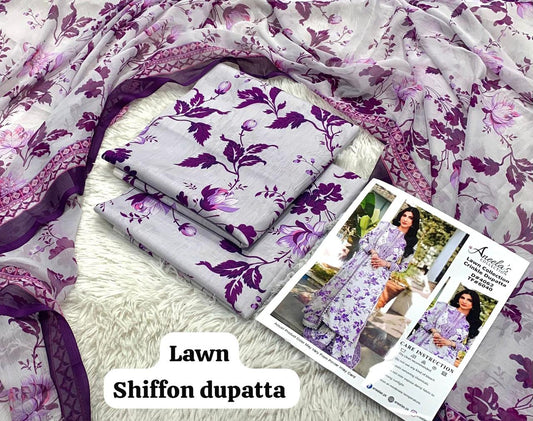 Maria B Lawn with Chiffon Dupatta D006