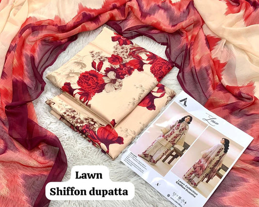Maria B Lawn with Chiffon Dupatta D004