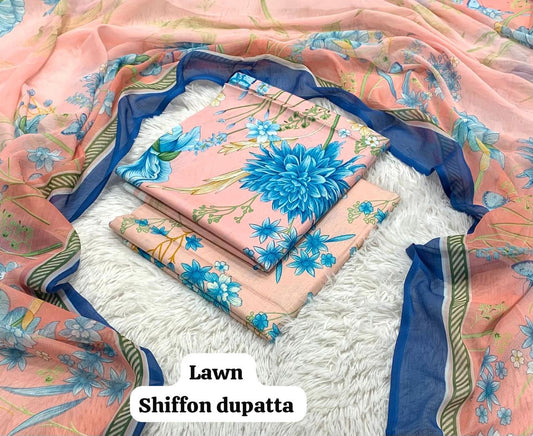 Maria B Lawn with Chiffon Dupatta D005