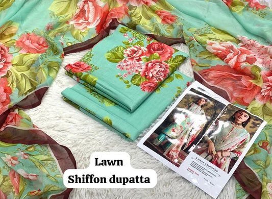 Maria B Lawn with Chiffon Dupatta D002