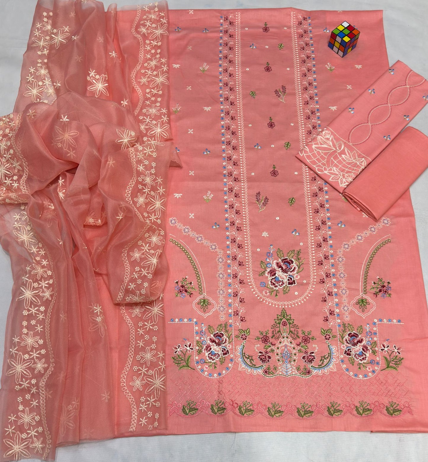 Qalamkar Embroidered 3piece