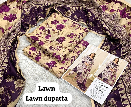 Maria B Lawn with Chiffon Dupatta D003