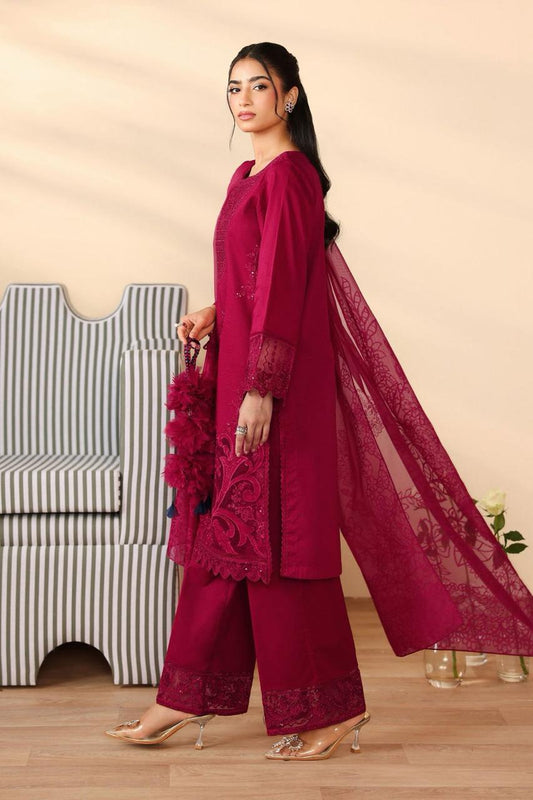 Maria B Dhanak Embroidered 3Piece D-001